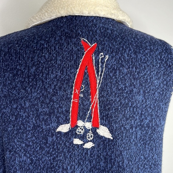Kikit Teddy Bear cute navy blue Christmas Sweater Vest Holiday Cardigan large - Picture 9 of 11